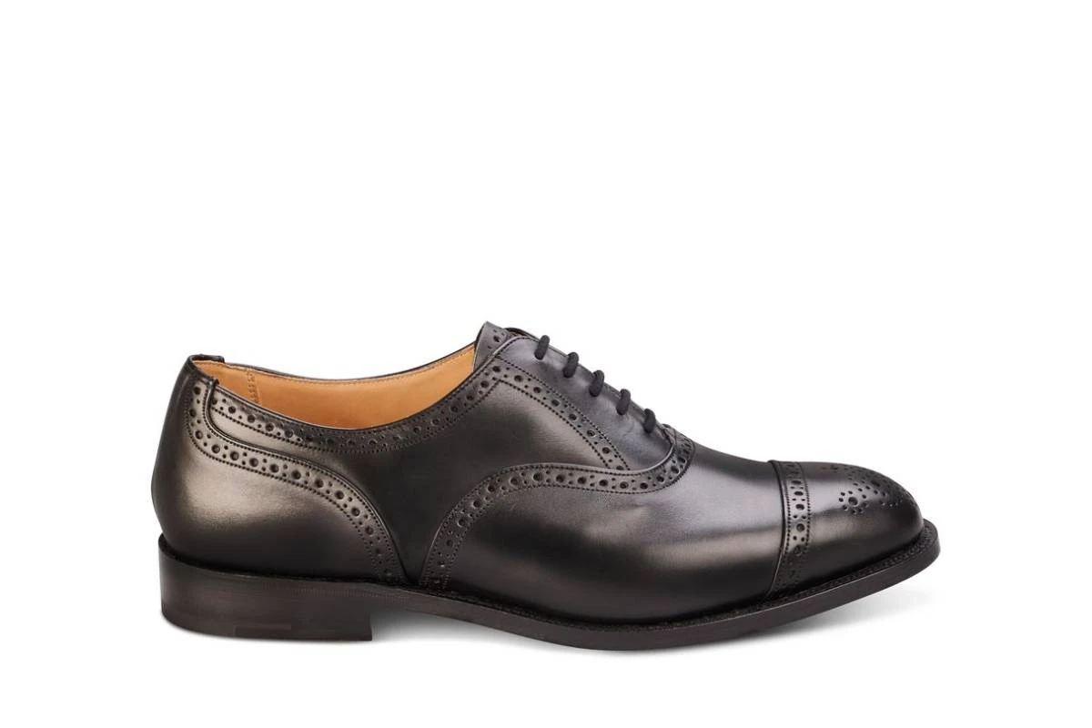 Cambridge JS9518 Brogue Toecap Oxford City Shoe - Black (Multiple Width Fittings) 1 Cambridge JS9518 Brogue Toecap Oxford City Shoe - Black (Multiple Width Fittings)