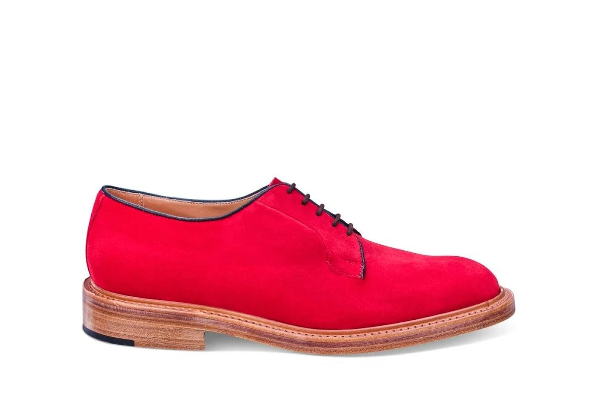 Robert Derby Shoe - Bright Red Castorino Suede 1 Robert Derby Shoe - Bright Red Castorino Suede