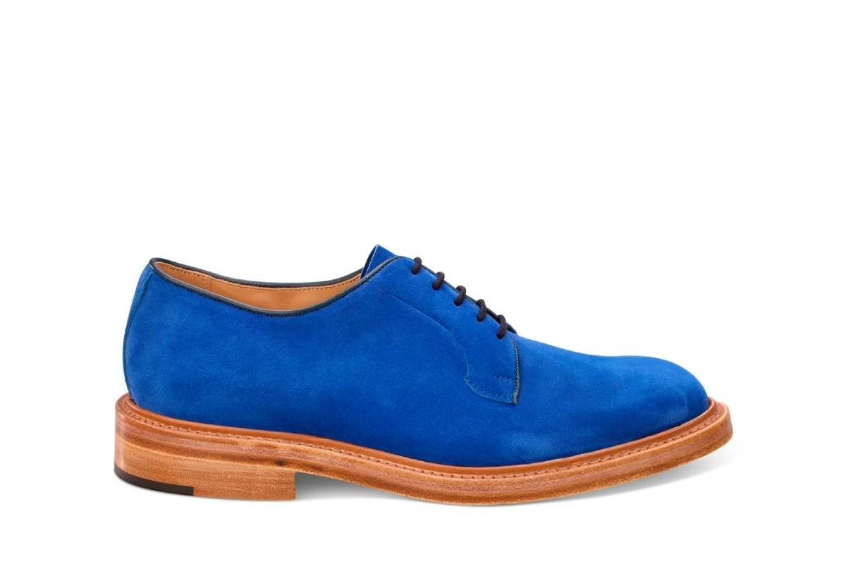 Robert Derby Shoe - Electric Blue Castorino Suede 1 Robert Derby Shoe - Electric Blue Castorino Suede