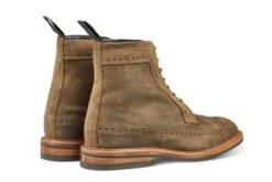 Simon Longwing Brogue Boot - Peanut Reverse Suede -Chic Shoes Store simon longwing brogue boot peanut reverse suede 176384